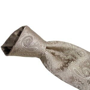 ⚡️BUY 3 for $55⚡️ DKNY Men's Tie 100% Silk - Gold Paisley